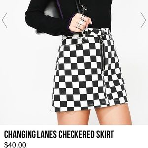 checker denim skirt, worn 1x